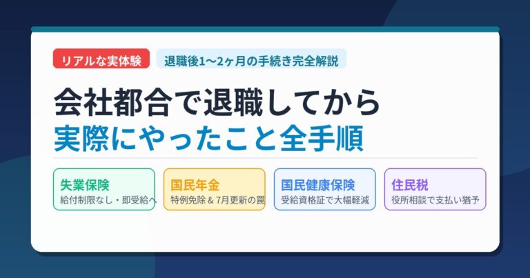 会社都合退職後にやるべき手続き完全ガイド｜失業保険・国民年金免除・健康保険軽減・住民税相談